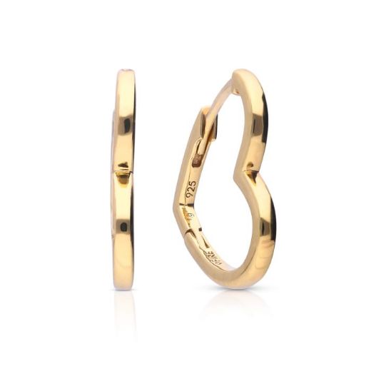 Picture of Plain Heart Shaped Hoop Earrings Gold 