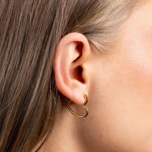 Picture of Plain Heart Shaped Hoop Earrings Gold 