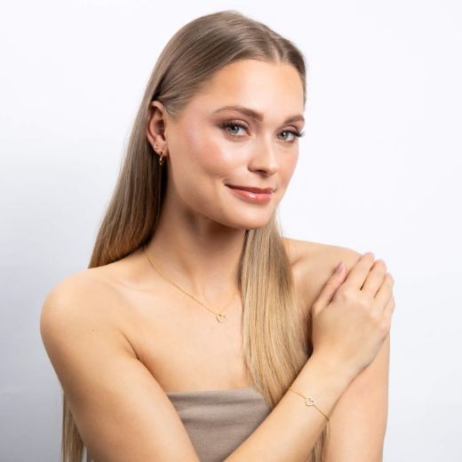 Picture of Plain Heart Shaped Hoop Earrings Gold 