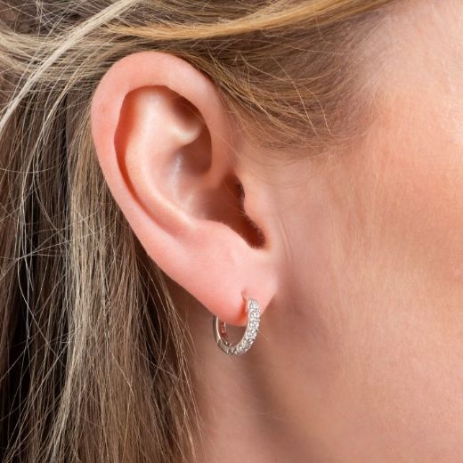 Picture of Claw Set Zirconia Hoop Earrings in Silver