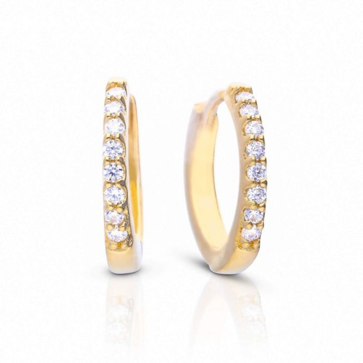 Picture of Claw Set Half Eternity Hoop Earrings in Gold 