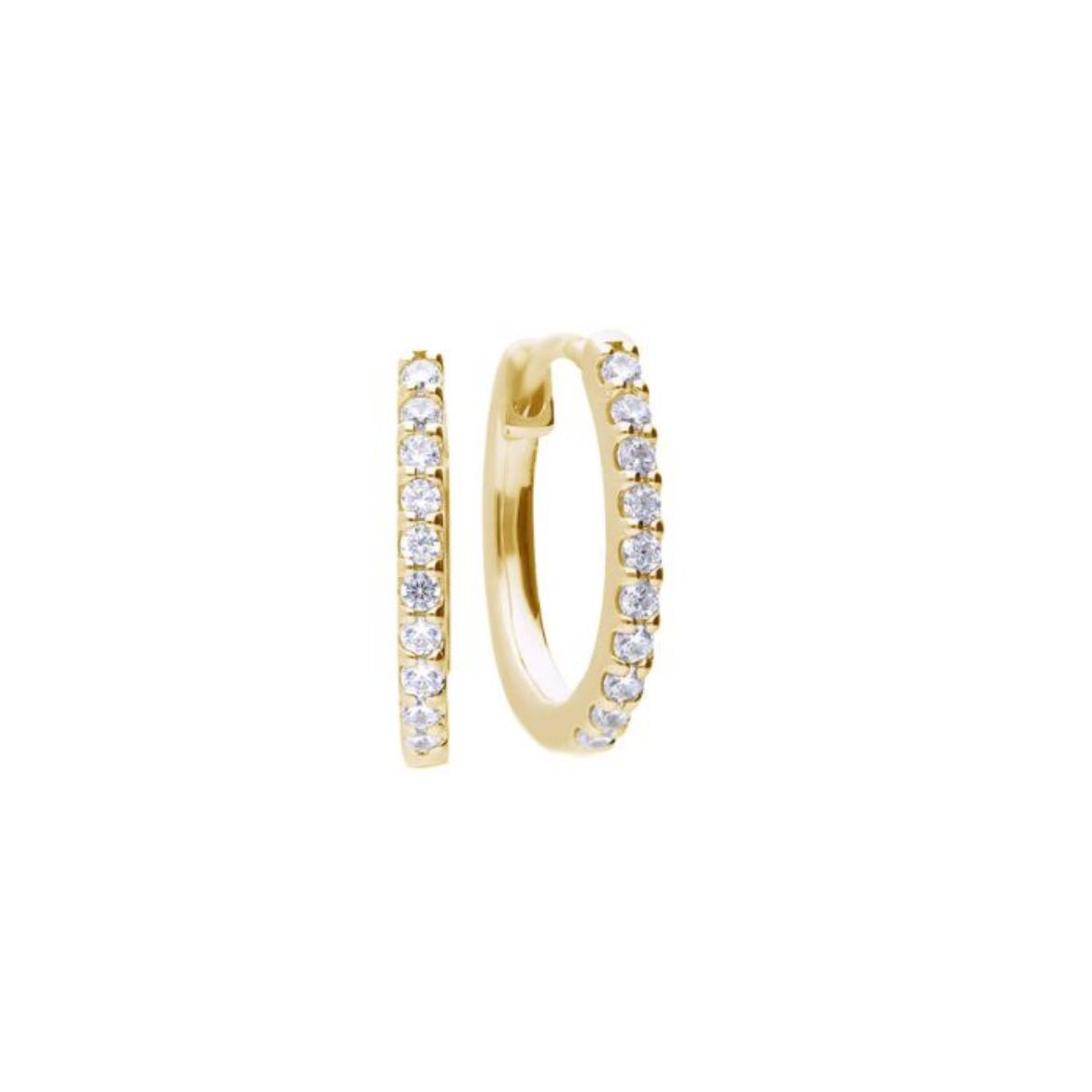 Picture of Claw Set Zirconia Hoop Earrings in Gold 
