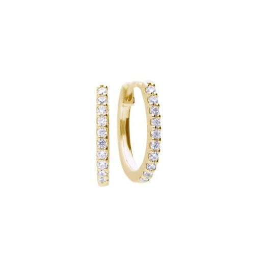 Picture of Claw Set Zirconia Hoop Earrings in Gold 