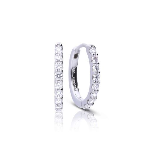 Picture of Medium Claw Set Zirconia Hoop Earrings in Silver 