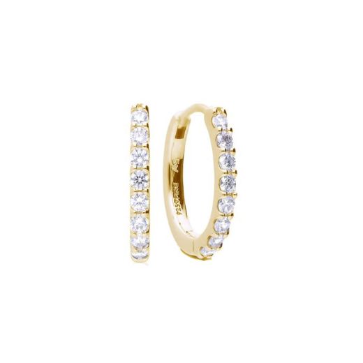 Picture of Medium Claw Set Zirconia Hoop Earrings in Gold 