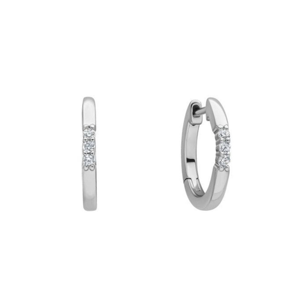 Picture of Trio Zirconia Hoop Earrings in Silver 