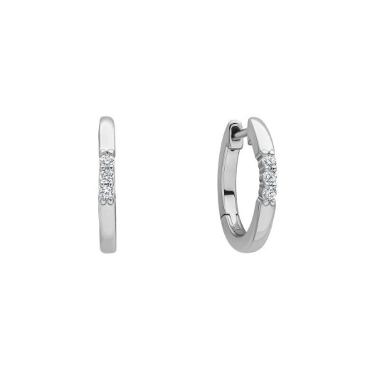 Picture of Trio Zirconia Hoop Earrings in Silver 