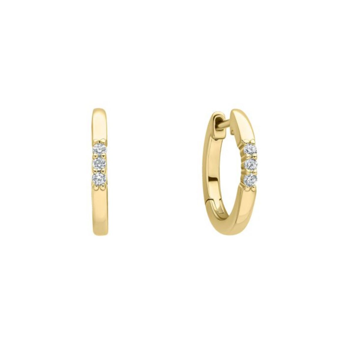 Picture of Trio Zirconia Hoop Earrings in Gold 