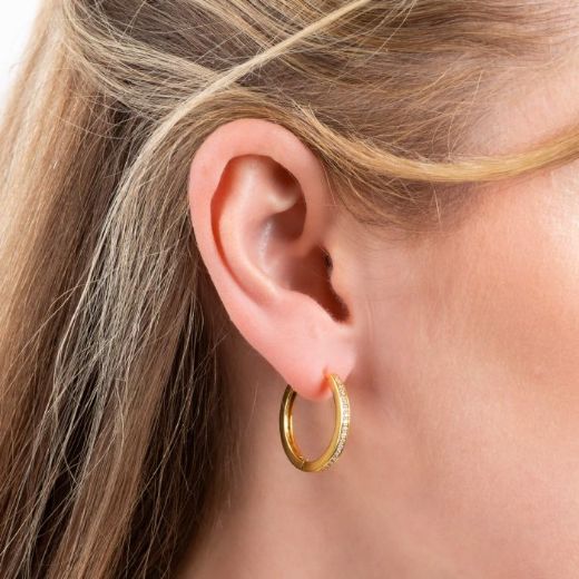 Picture of Classic Creole Zirconia Hoop Earrings in Gold 