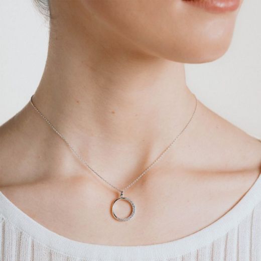 Picture of Half Pave Open Circle Necklace