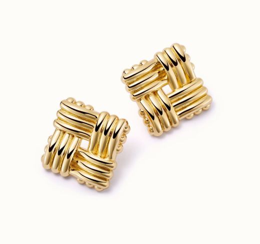 Picture of Polly Sayer Oversized Lattice 18ct Gold Plated Stud Earrings