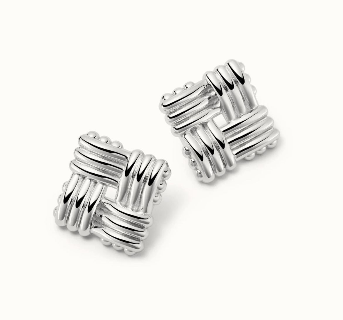 Picture of Polly Sayer Oversized Lattice Silver Stud Earrings