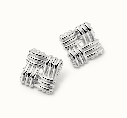 Picture of Polly Sayer Oversized Lattice Silver Stud Earrings