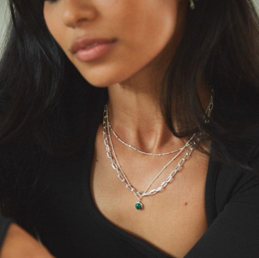 Picture of Malachite Healing Stone Silver Necklace