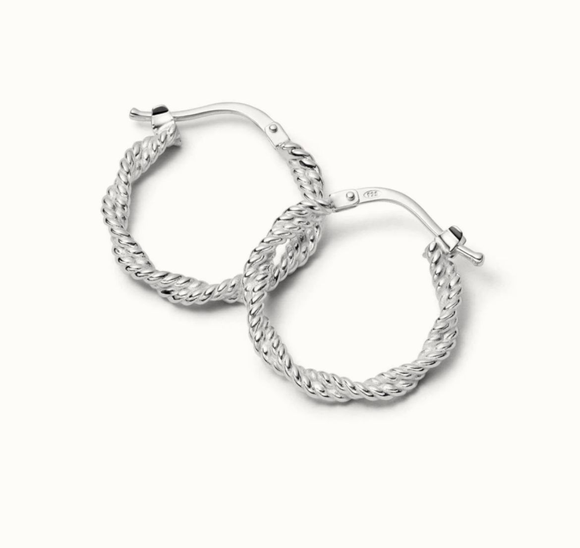 Picture of Midi Rope Twist Silver Hoop Earrings