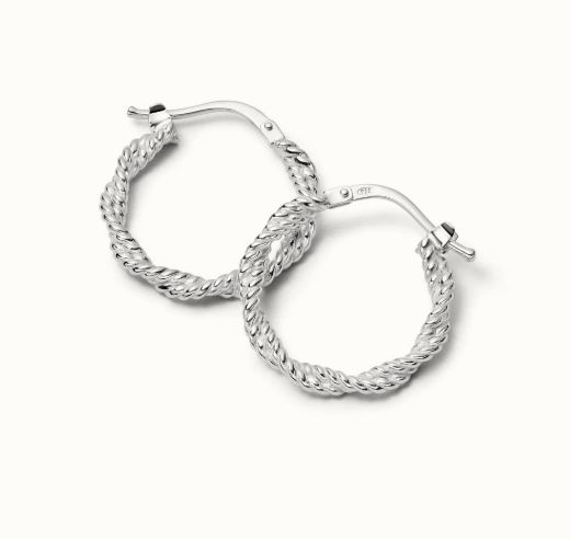 Picture of Midi Rope Twist Silver Hoop Earrings