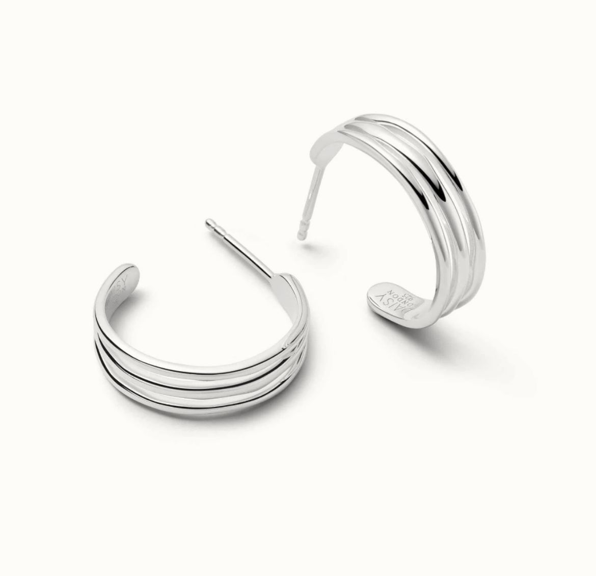Picture of Triple Wave Silver Hoop Earrings