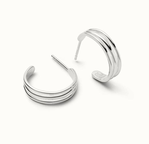 Picture of Triple Wave Silver Hoop Earrings