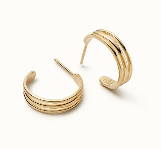 Picture of Triple Wave 18ct Gold Plated Hoop Earrings 
