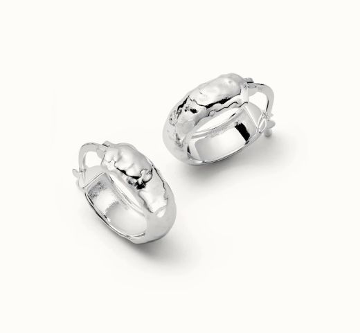 Picture of Mini Textured Silver Hoop Earrings