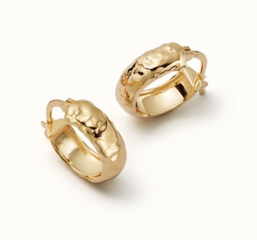 Picture of Mini Textured 18ct Gold Plated Hoop Earrings