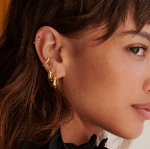Picture of Mini Textured 18ct Gold Plated Hoop Earrings