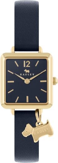 Picture of Square Pale Gold Plated Ink Leather Strap Watch
