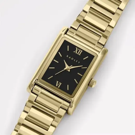 Picture of lack Rectangular Dial Gold Watch 