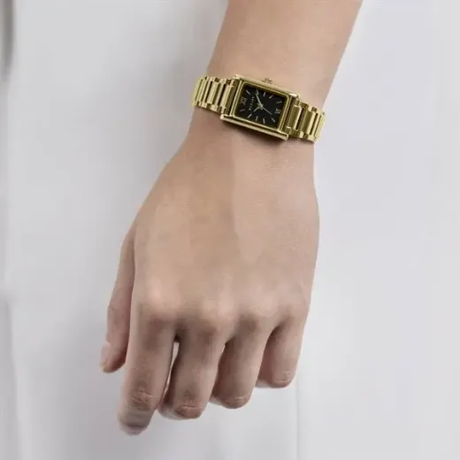 Picture of lack Rectangular Dial Gold Watch 