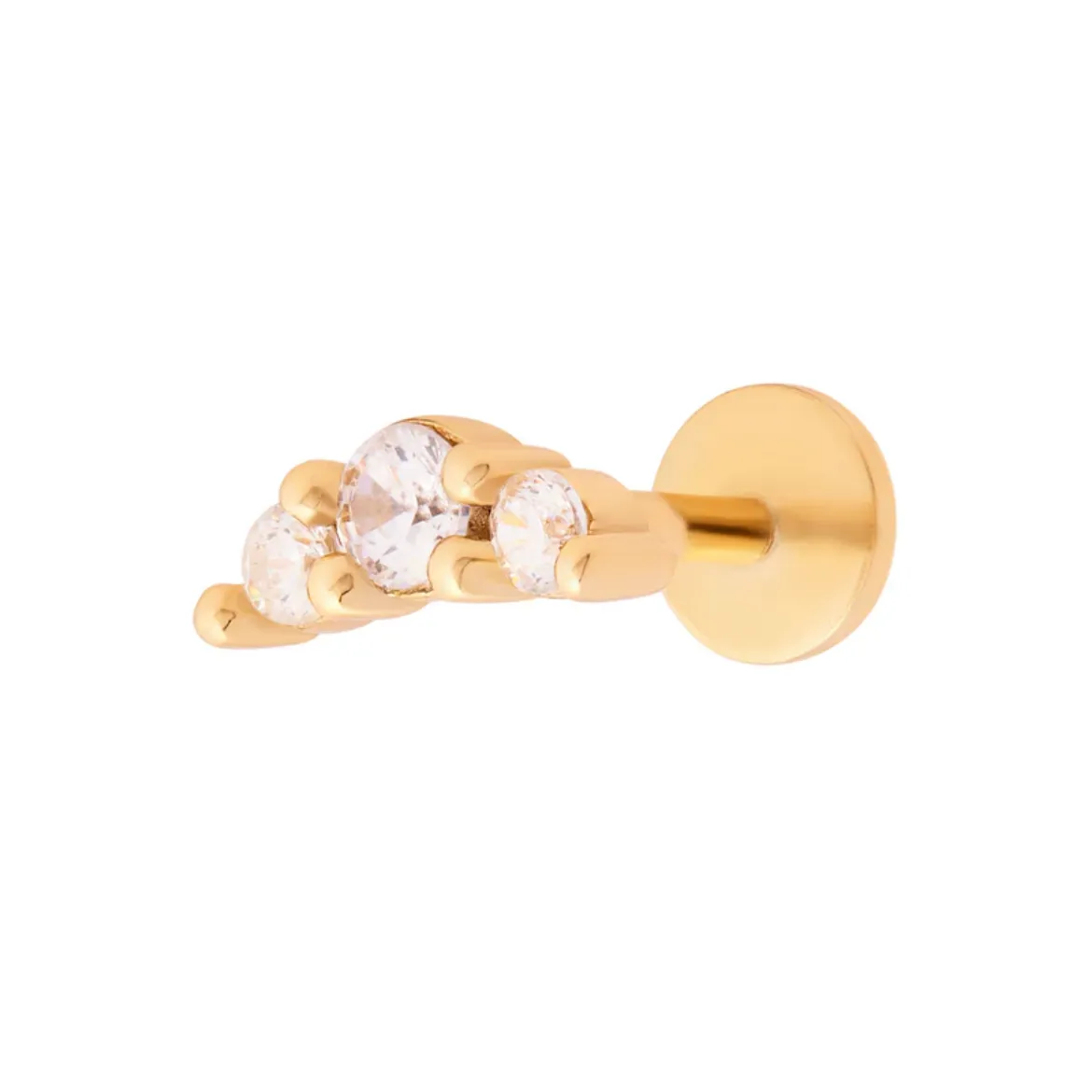Picture of Trio Sparkle Flat back Labret Single Stud in Gold 