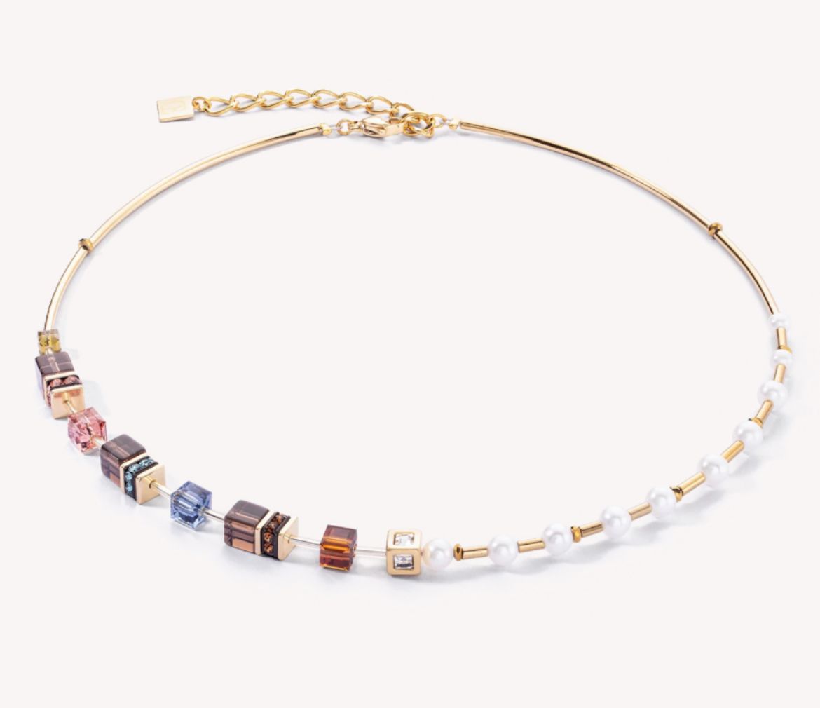 Picture of Necklace GeoCUBE® Fusion Precious Pearl Mix gold-autumn