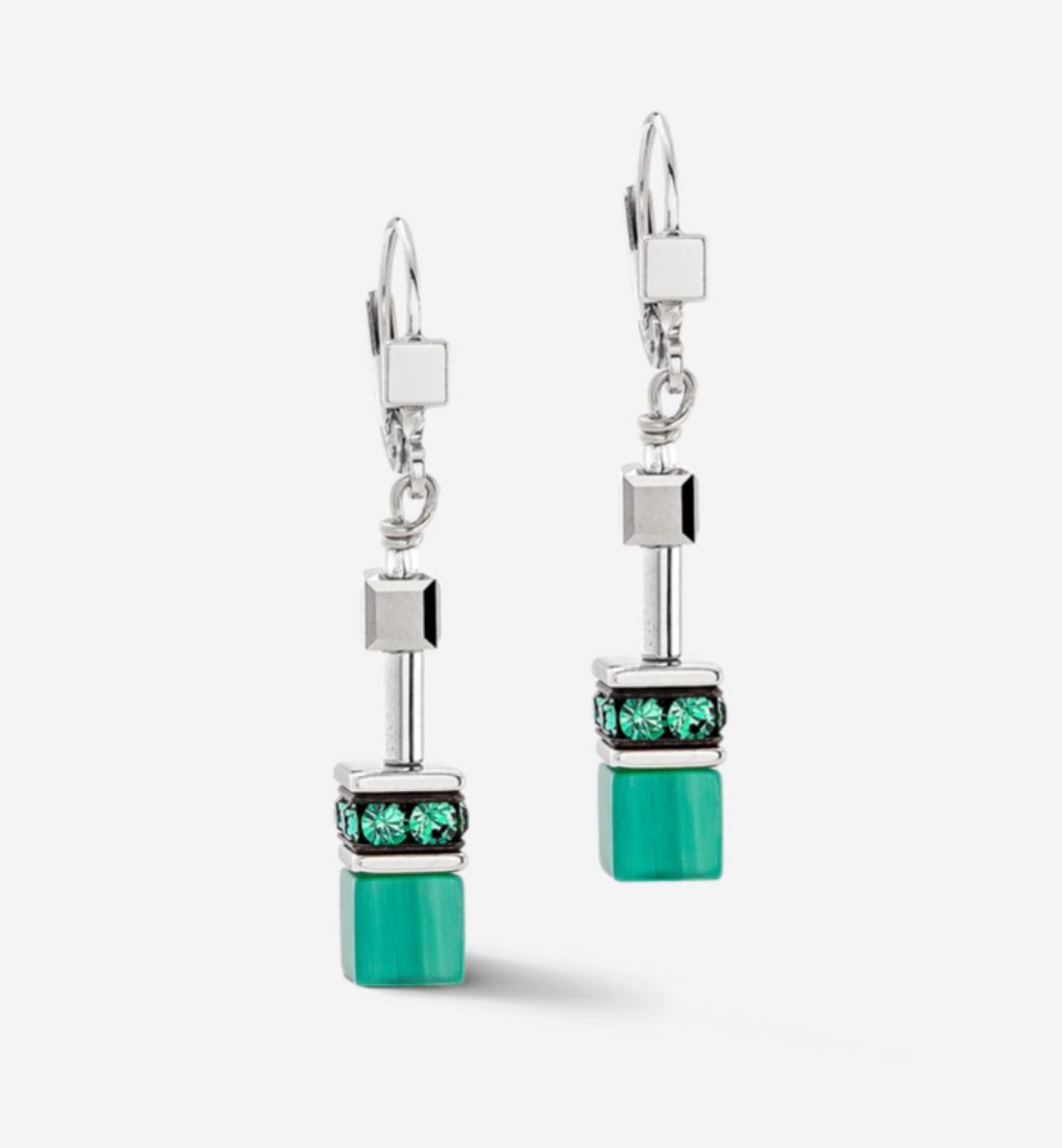 Picture of GeoCUBE® Iconic earrings silver-green