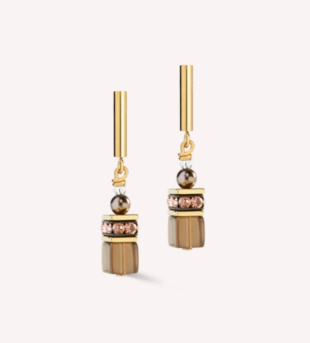 Picture of GeoCUBE® Precious Fusion Pearls Earrings Mocha Mousse