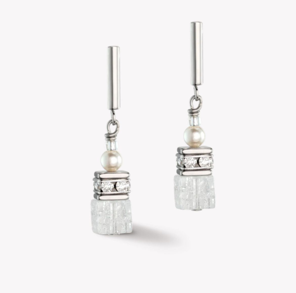 Picture of GeoCUBE® Precious Fusion Pearls earrings white