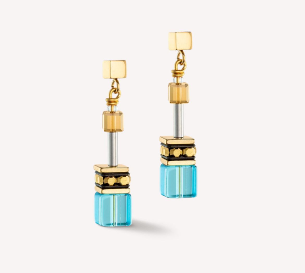 Picture of GeoCUBE® Iconic earrings gold turquoise