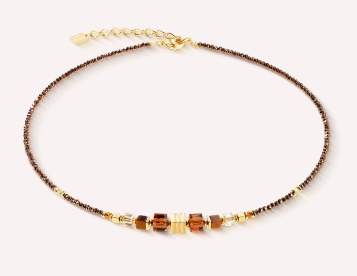 Picture of Necklace Wave Cube Flow gold-brown