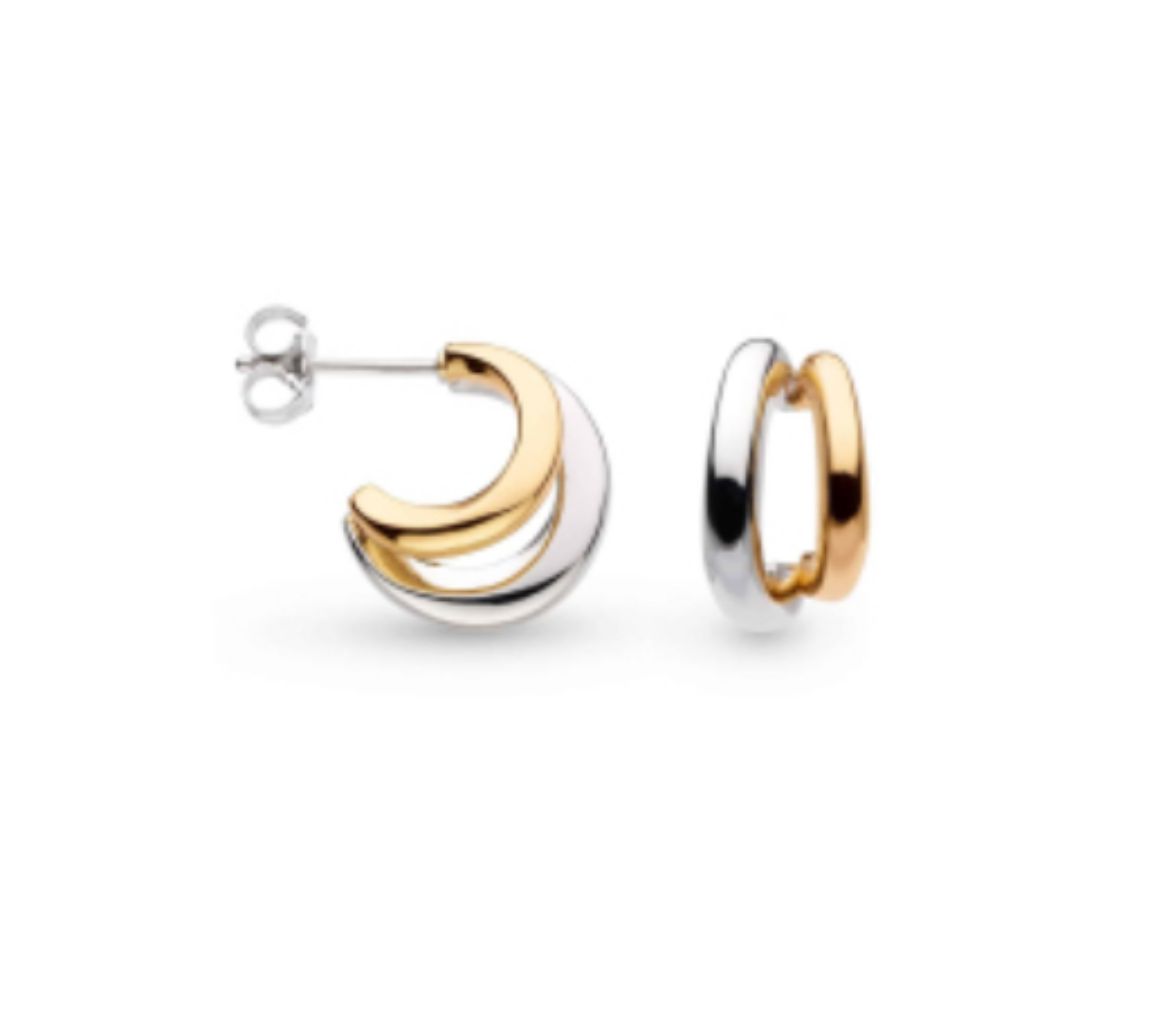 Picture of Bevel Cirque Link Golden Twin Hoop Earrings