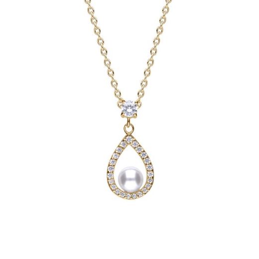 Picture of Open Halo Teardrop Pendant with Shell Pearl in Gold 