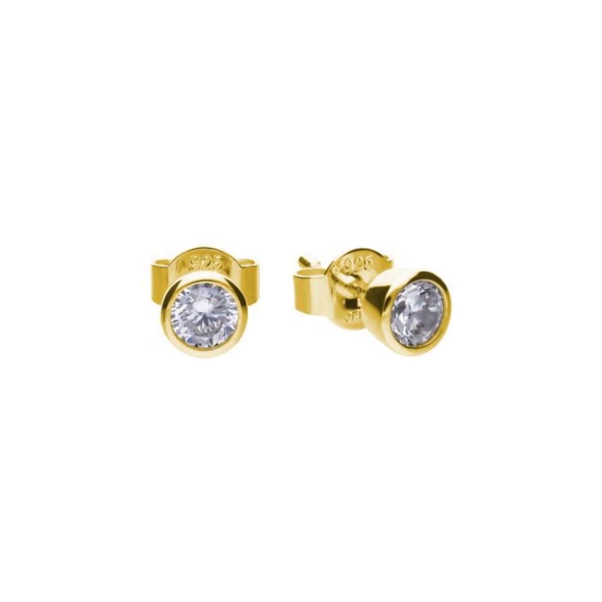 Picture of Bezel Set Cubic Zirconia 0.25ct - 2ct Ear Studs in Yellow