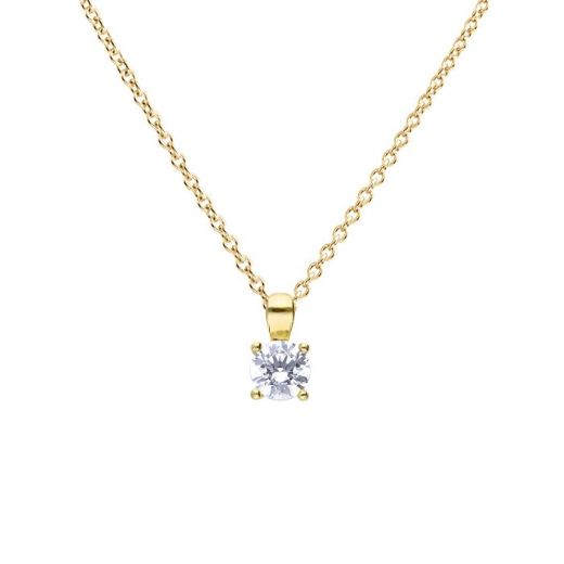 Picture of Four Claw Set Cubic Zirconia 0.25ct-2cts Pendants in Yellow 