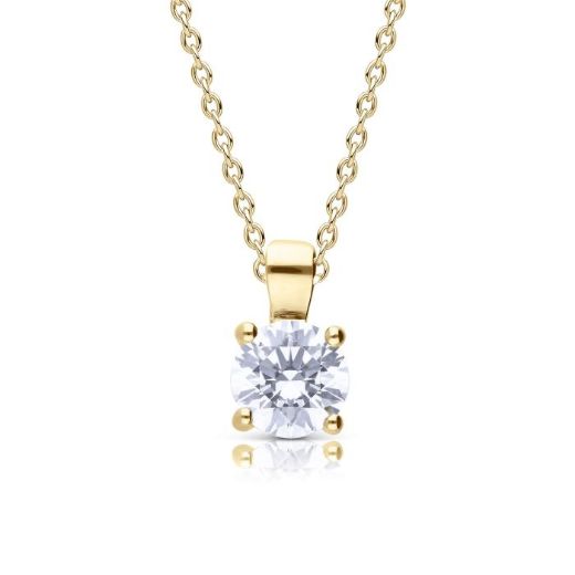 Picture of Four Claw Set Cubic Zirconia 0.25ct-2cts Pendants in Yellow 