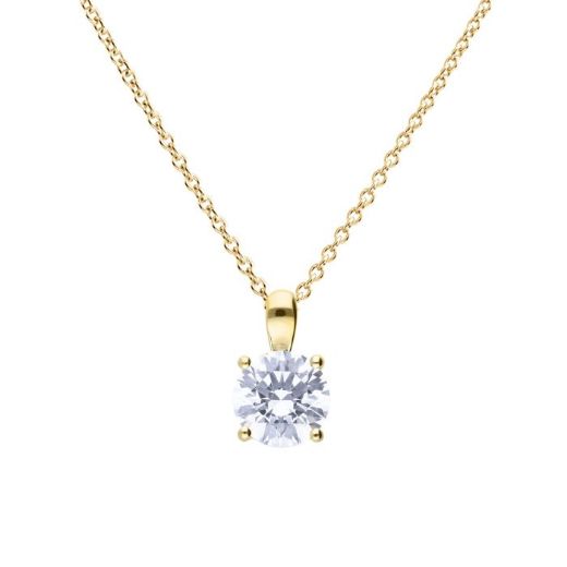 Picture of Four Claw Set Cubic Zirconia 0.25ct-2cts Pendants in Yellow 