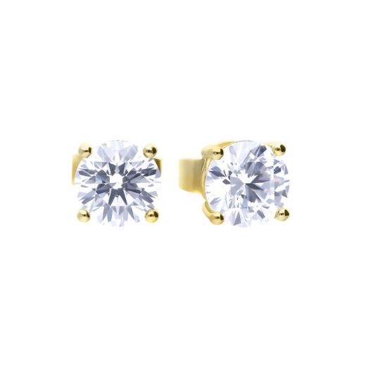 Picture of Four Claw Set Cubic Zirconia 0.25ct-2cts Ear Studs in Yellow 