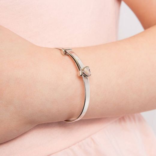 Picture of Mother of Pearl Heart Expandable Bangle with Diamond
