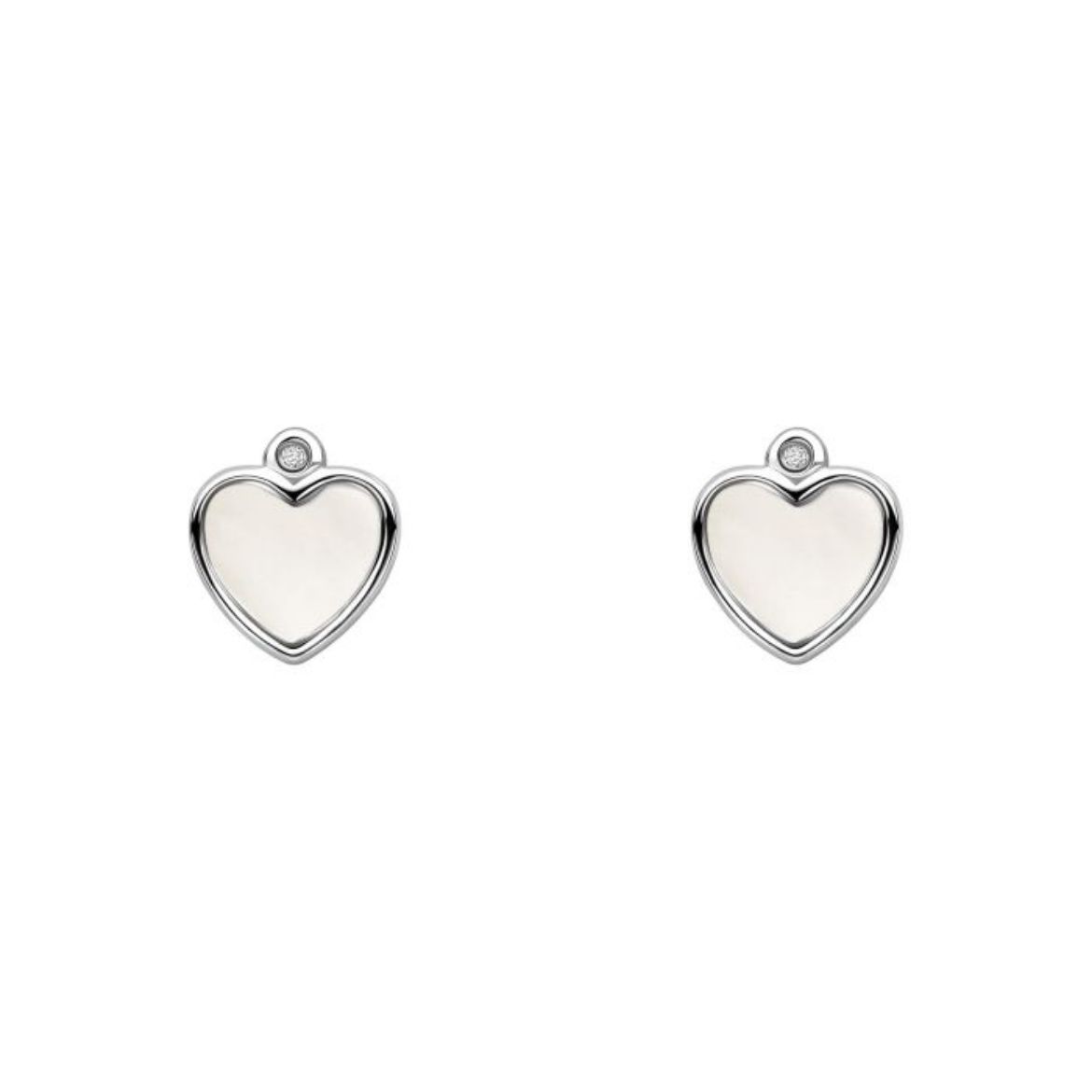 Picture of Mother of Pearl Heart Stud Earrings with Diamond