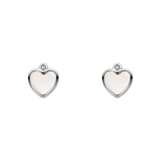 Picture of Mother of Pearl Heart Stud Earrings with Diamond
