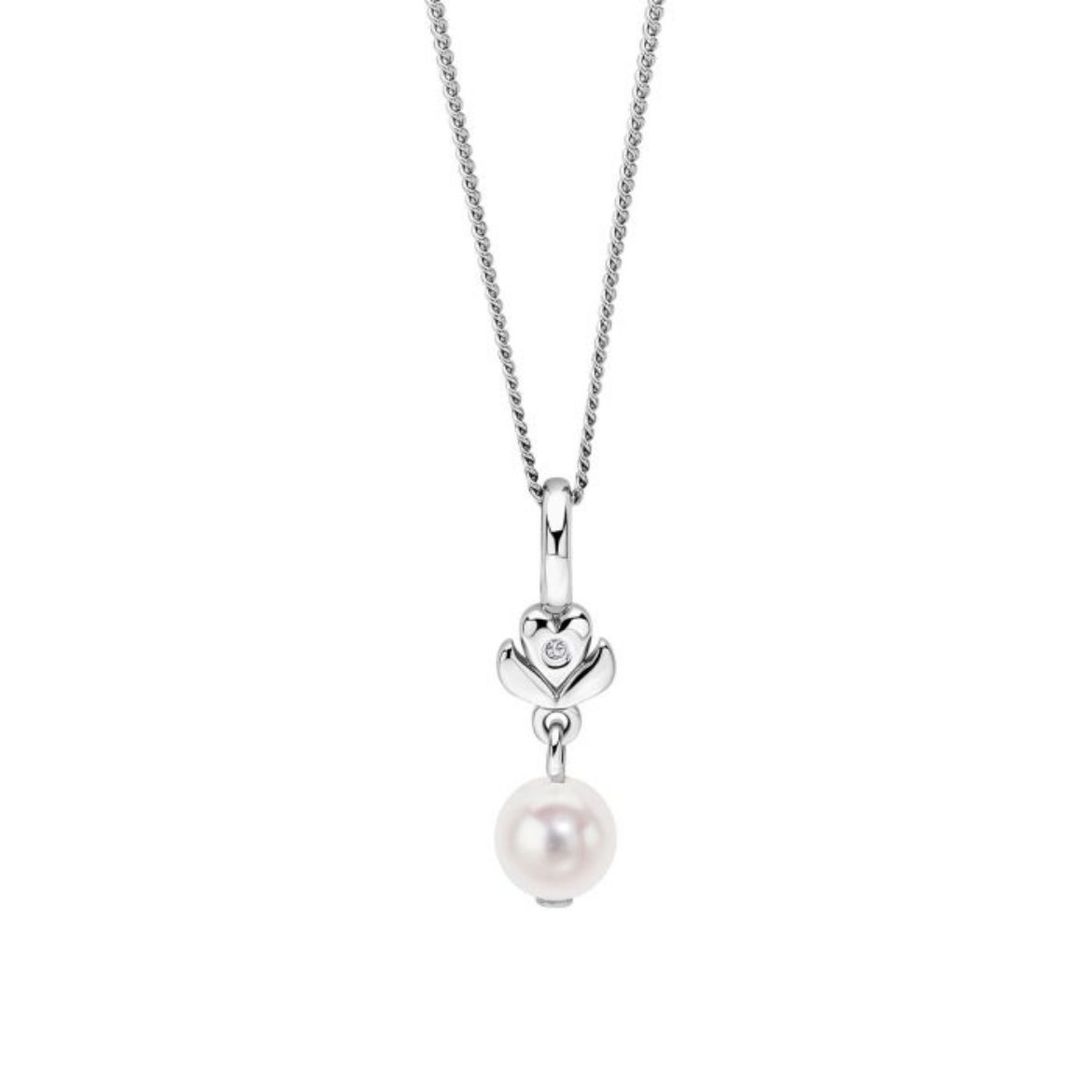 Picture of Flower Pendant with Freshwater Pearl Drop and Diamond
