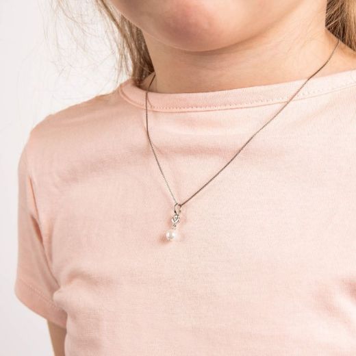 Picture of Flower Pendant with Freshwater Pearl Drop and Diamond