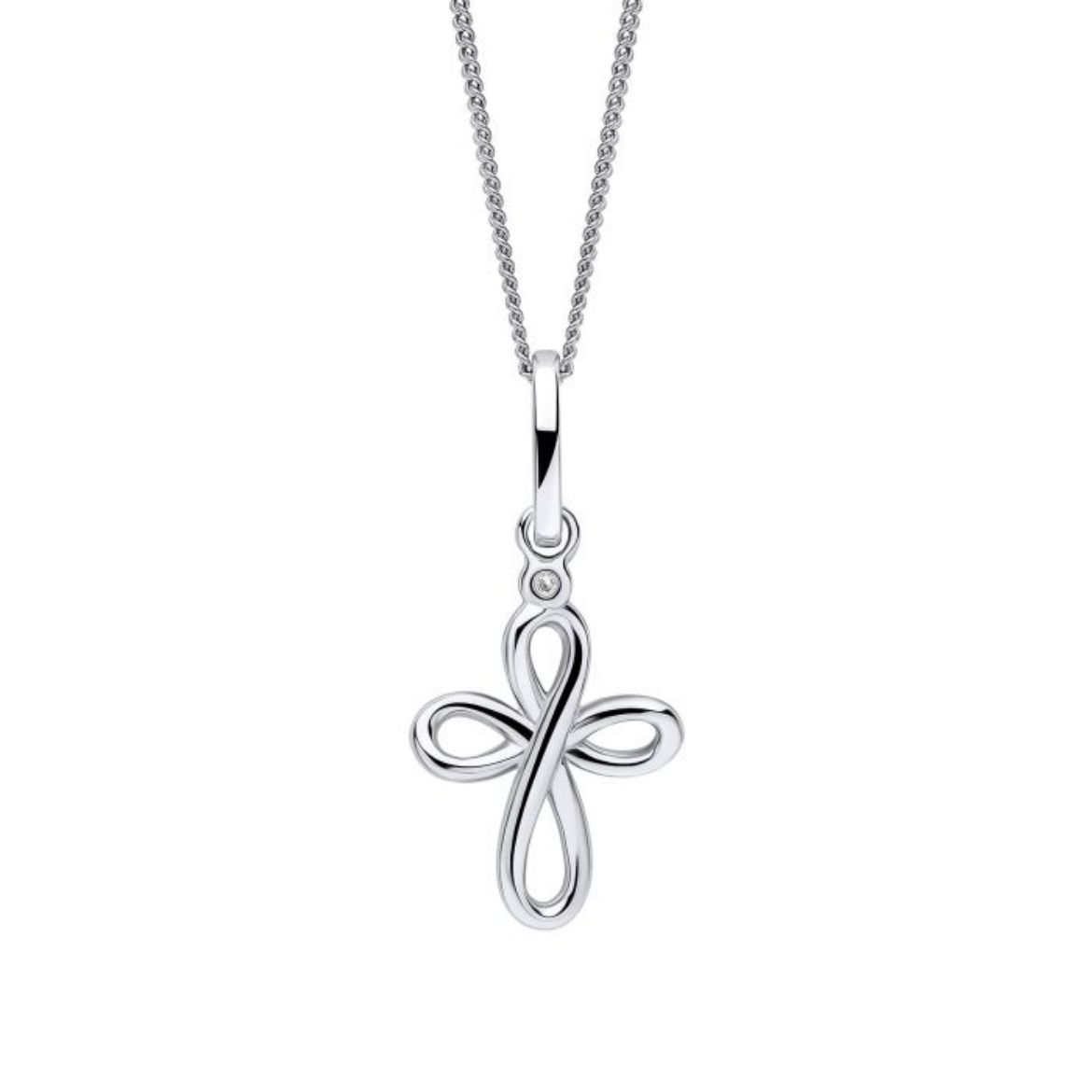 Picture of Organic Swirl Cross Pendant with Diamond