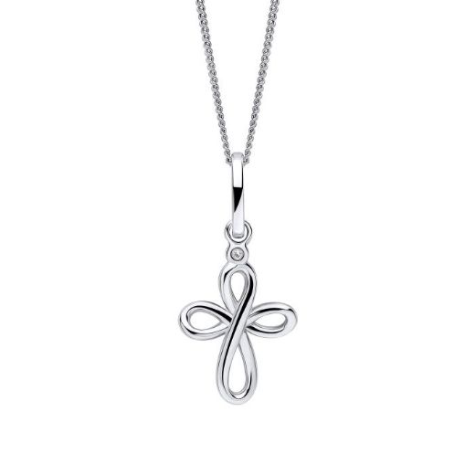 Picture of Organic Swirl Cross Pendant with Diamond